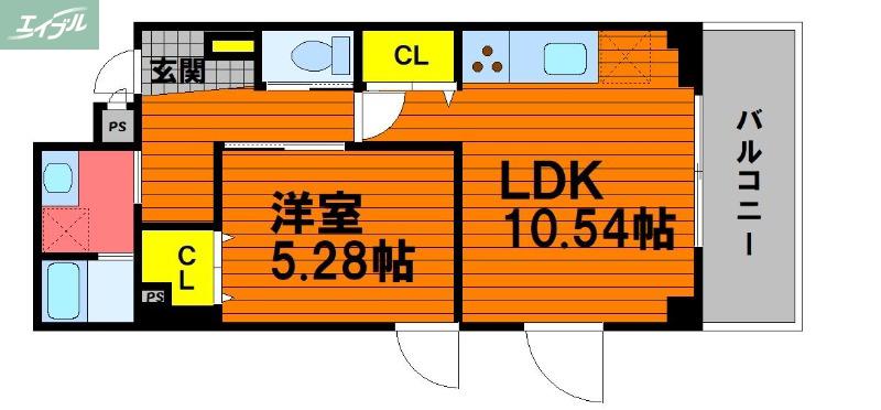 アドバンスM(1LDK/3階)の間取り写真