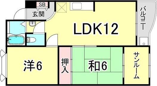 ガーデンハイツ鈴蘭(2LDK/2階)の間取り写真