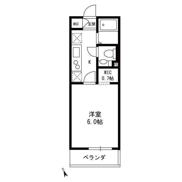 クレスI(1K/2階)の間取り写真