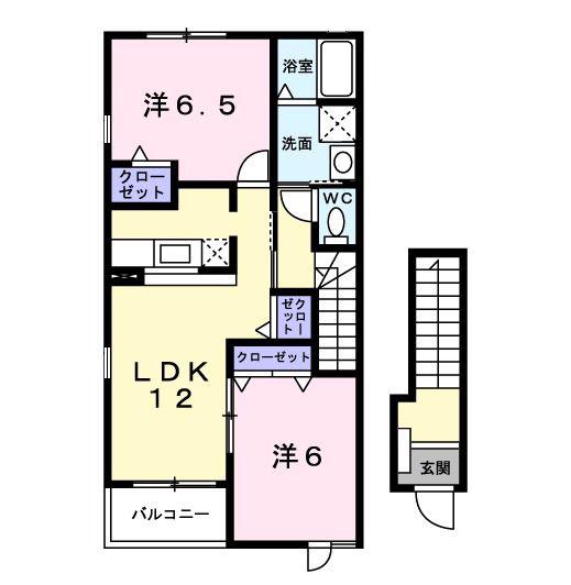 ブリアン・ブローテD(2LDK/2階)の間取り写真