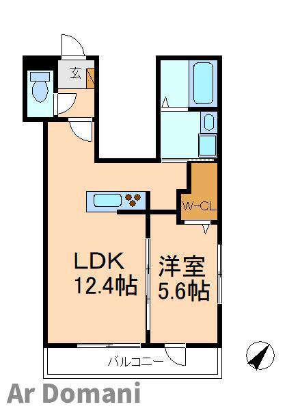 ノーマジーン(1LDK/3階)の間取り写真