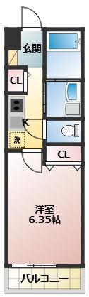 S-FORT船橋海神(1K/4階)の間取り写真