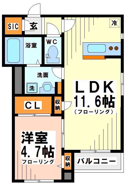 エルミタージュ南烏山 弊社管理物件(1LDK/2階)の間取り写真