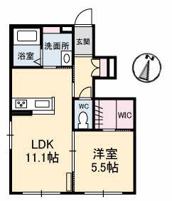 レジデンスM&K A棟(1LDK/1階)の間取り写真