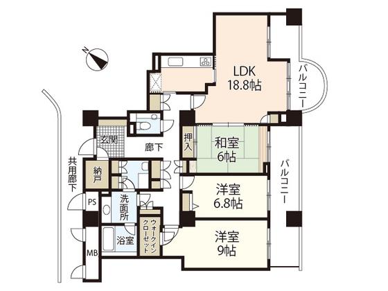 A.CITYタワーズイースト(3LDK/26階)の間取り写真