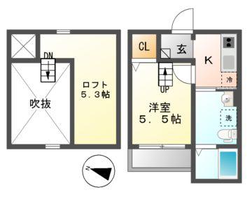アニエス(1K/1階)の間取り写真