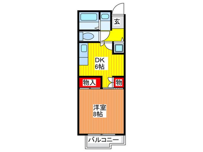 千山マンション2(1DK/2階)の間取り写真