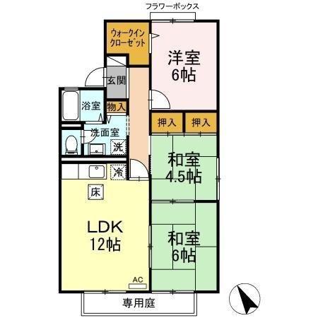 セジュールS214(3LDK/1階)の間取り写真
