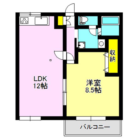 グリーンハイツ豊岡(1LDK/1階)の間取り写真