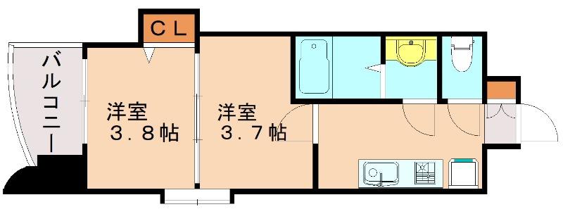 アリビオ博多駅北(2K/10階)の間取り写真