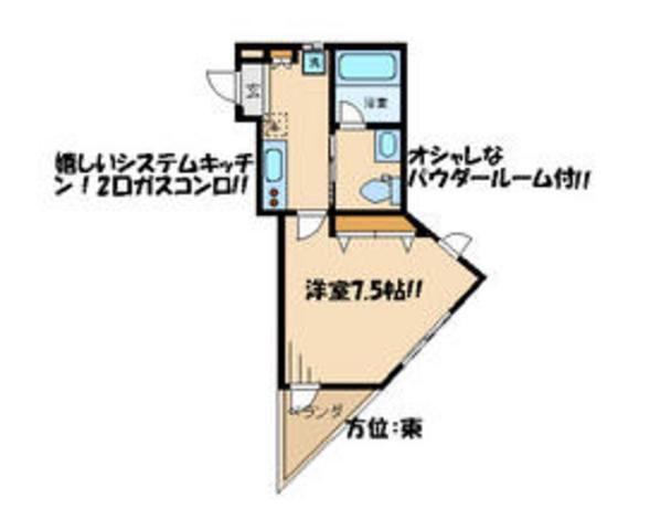 プライムアーバン烏山コート(1K/2階)の間取り写真