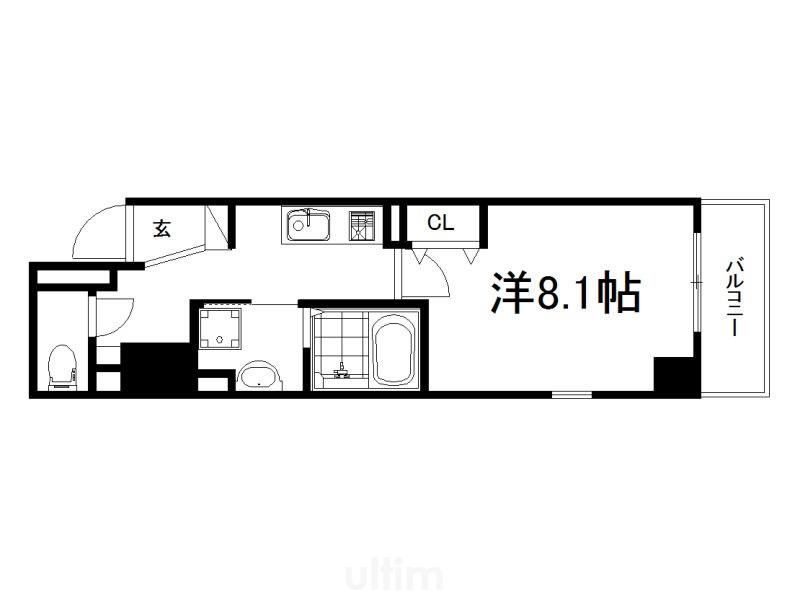 バンブー サン(1K/3階)の間取り写真