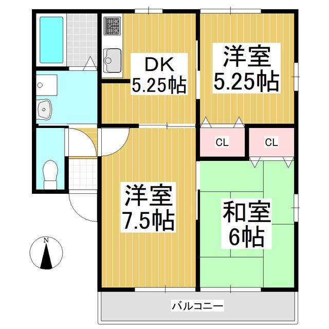 サンコート古里 A棟(3DK/1階)の間取り写真