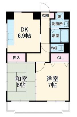ウェーブ28(2DK/2階)の間取り写真