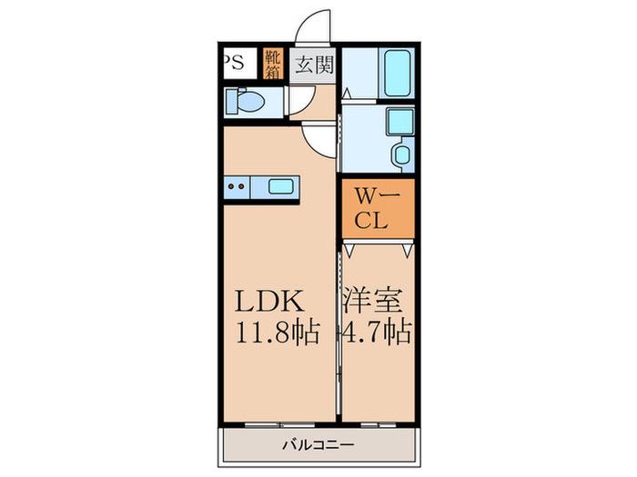 Sグランツ下曽根(1LDK/1階)の間取り写真