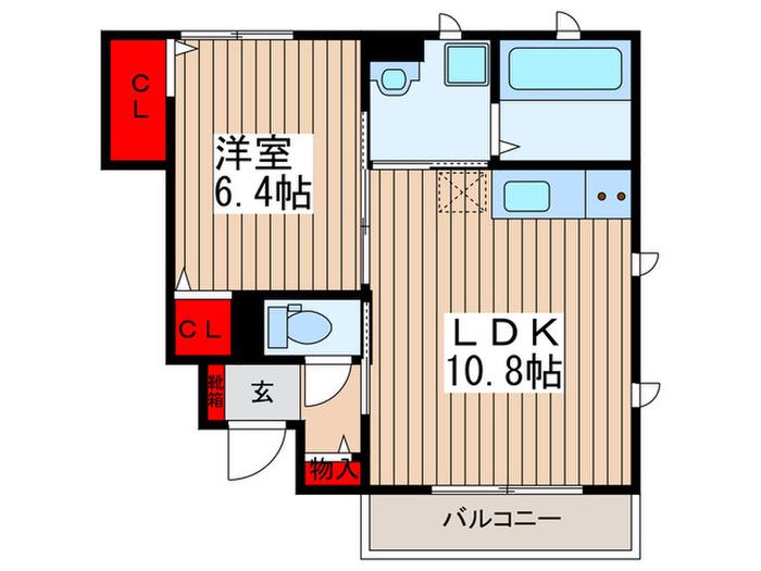 MAREVELOUS TAKINISHI A棟(1LDK/1階)の間取り写真