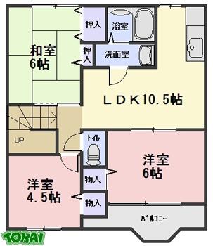 ローレンセ B棟(3LDK/2階)の間取り写真