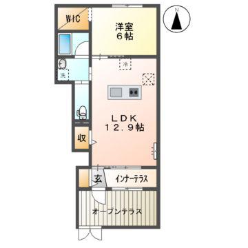 グランチェスタ楠S(1LDK/1階)の間取り写真