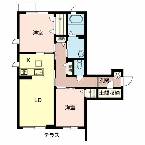 シャーメゾンラグジー(2LDK/1階)の間取り写真
