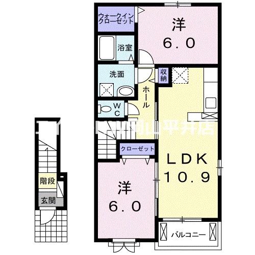 バウム ヴィラージュ(2LDK/2階)の間取り写真