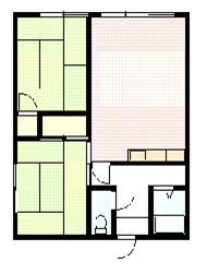 大川マンションA・B(2LDK/1階)の間取り写真