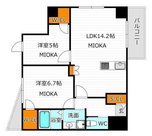 LEGALANDABENO SANMEICHO(2LDK/6階)の間取り写真