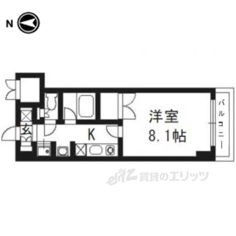 ロイヤルコート院町(1K/8階)の間取り写真