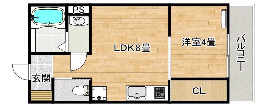 CASA大浜(1LDK/1階)の間取り写真