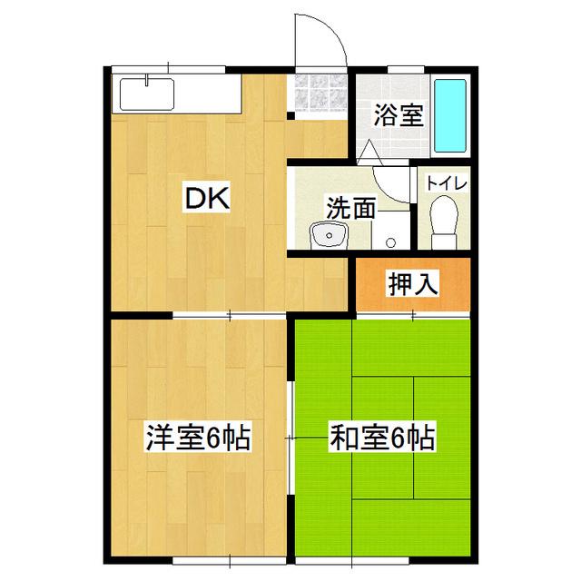 ハイツ広葉杉(2DK/2階)の間取り写真