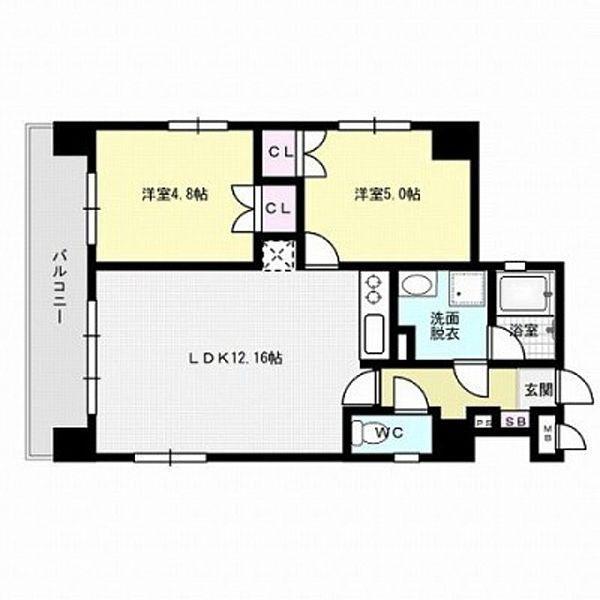 プレスタイル博多ノース(2LDK/11階)の間取り写真