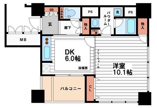 アルグラッドザ・タワー心斎橋(1DK/4階)の間取り写真