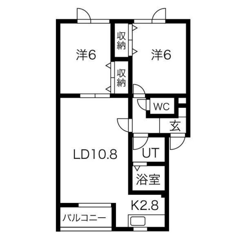 カーサ西町(2LDK/1階)の間取り写真