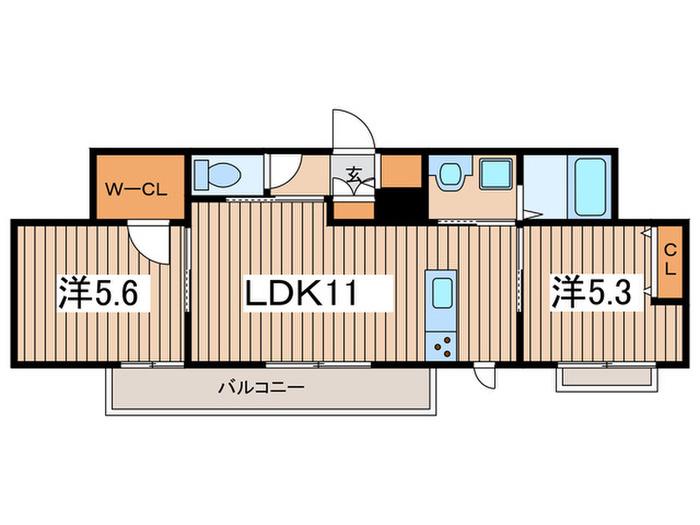 マロニエ B(2LDK/1階)の間取り写真