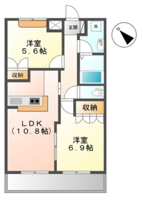 シンフォニー(2LDK/1階)の間取り写真