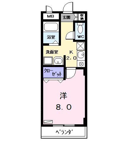 メゾン オリーブ(1K/1階)の間取り写真