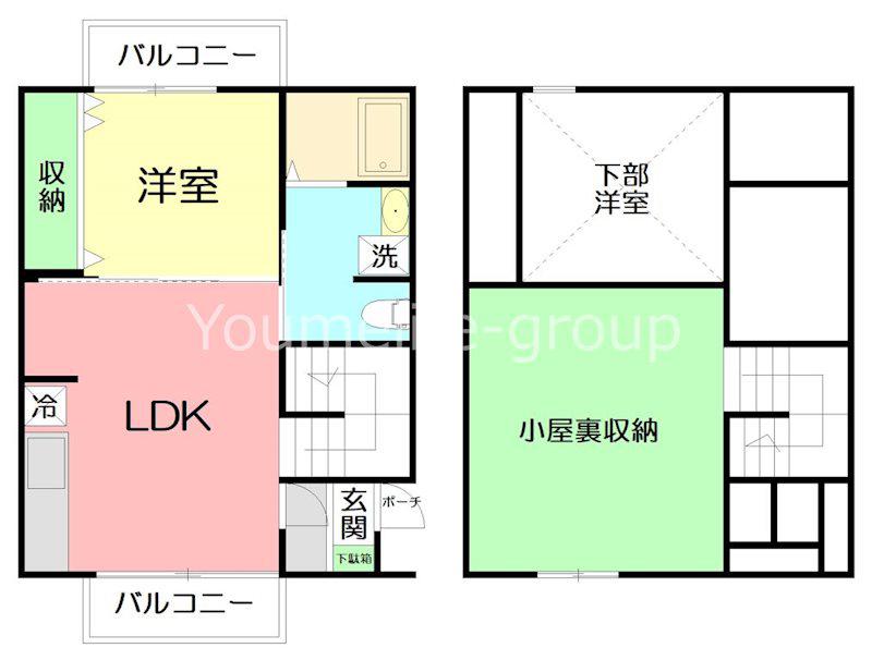 LIFESHIP E棟(1LDK/2階)の間取り写真