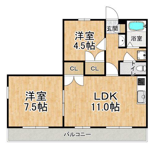ヴィ フォレストI(2LDK/3階)の間取り写真