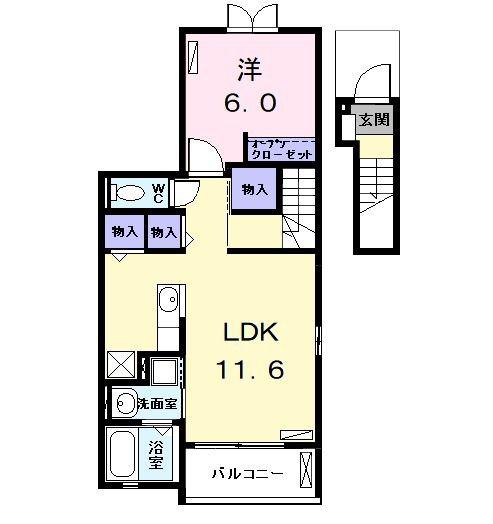 インプレス東起II(1LDK/2階)の間取り写真