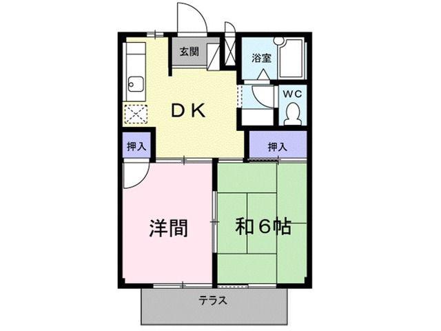 片岡ハイツB(2DK/1階)の間取り写真