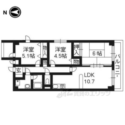 プロスペクト桂(3LDK/2階)の間取り写真
