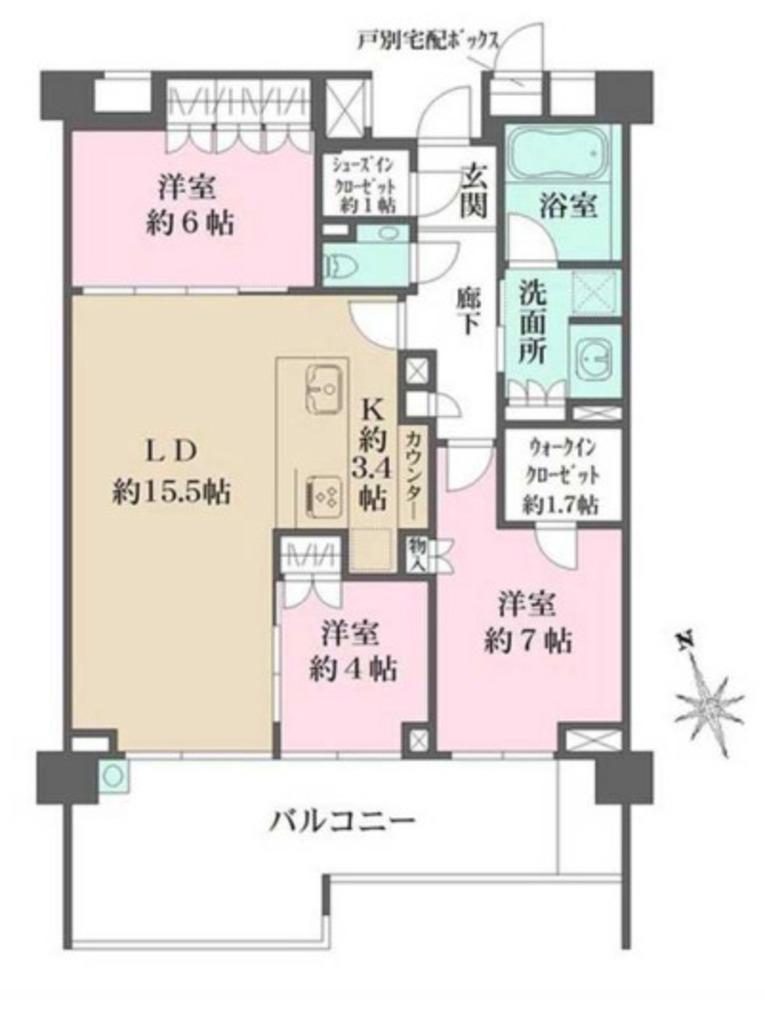 ザ・パークハウス代々木大山(3LDK/3階)の間取り写真