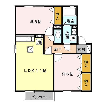 サンヒルズ松森(2LDK/2階)の間取り写真