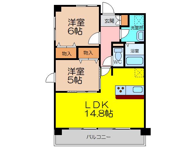 ポエム夢咲(2LDK/2階)の間取り写真