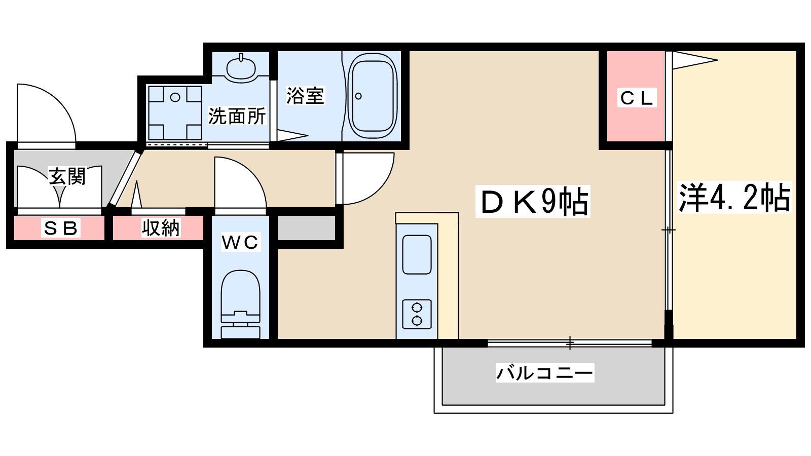 ユーズ七番館(1DK/6階)の間取り写真