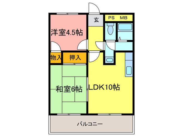 サンライズ(2LDK/1階)の間取り写真