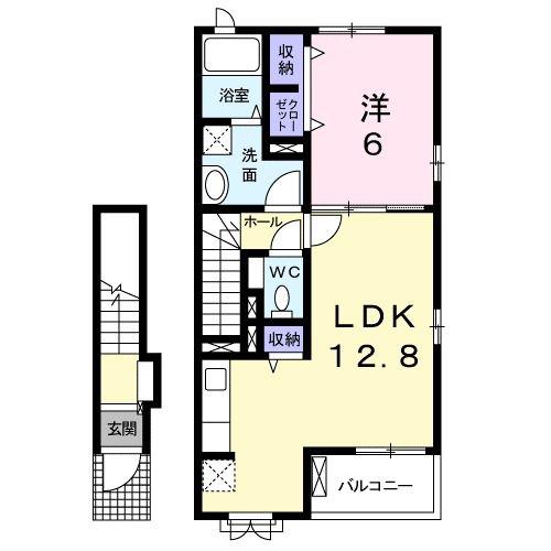 T-ZONE(1LDK/2階)の間取り写真