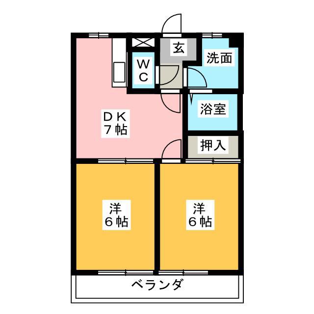 リンデン小林(2DK/1階)の間取り写真