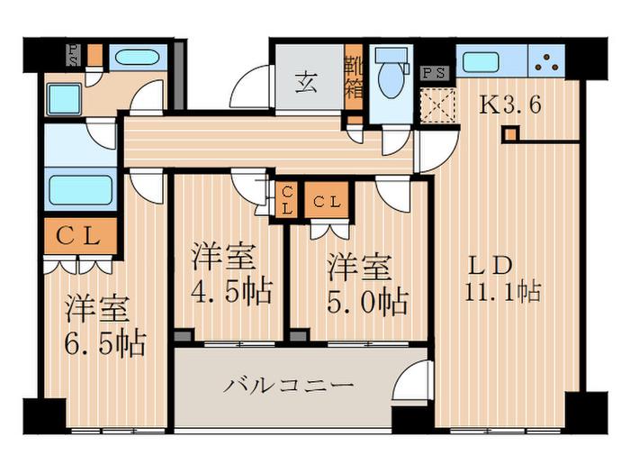 パークホームズ堺町御門(3LDK/4階)の間取り写真