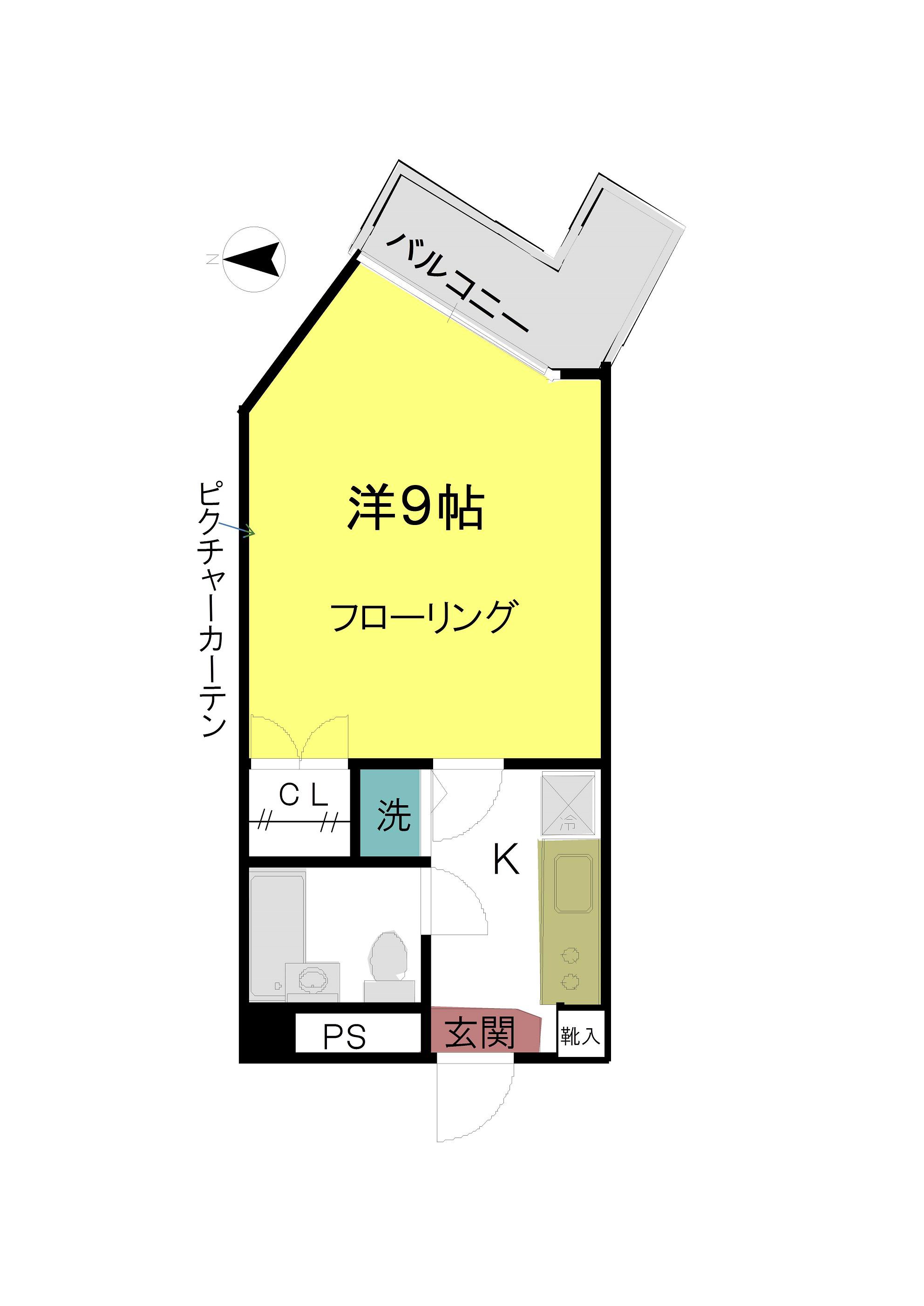 アップルハイツ六番館(1K/2階)の間取り写真