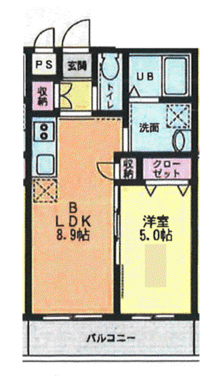 エクセル相模大野C(1LDK/1階)の間取り写真